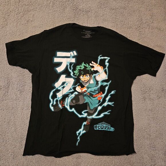 My Hero Academia Mens Tshirt LARGE Deku Izuku Midoriya Shoot Style Lighting - Picture 1 of 6